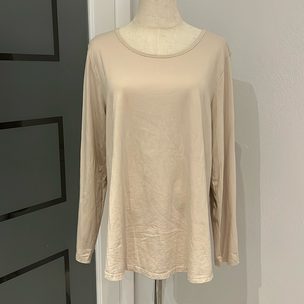 Dress Barn Women's Tan/Beige Long Sleeve Top | Size 1X